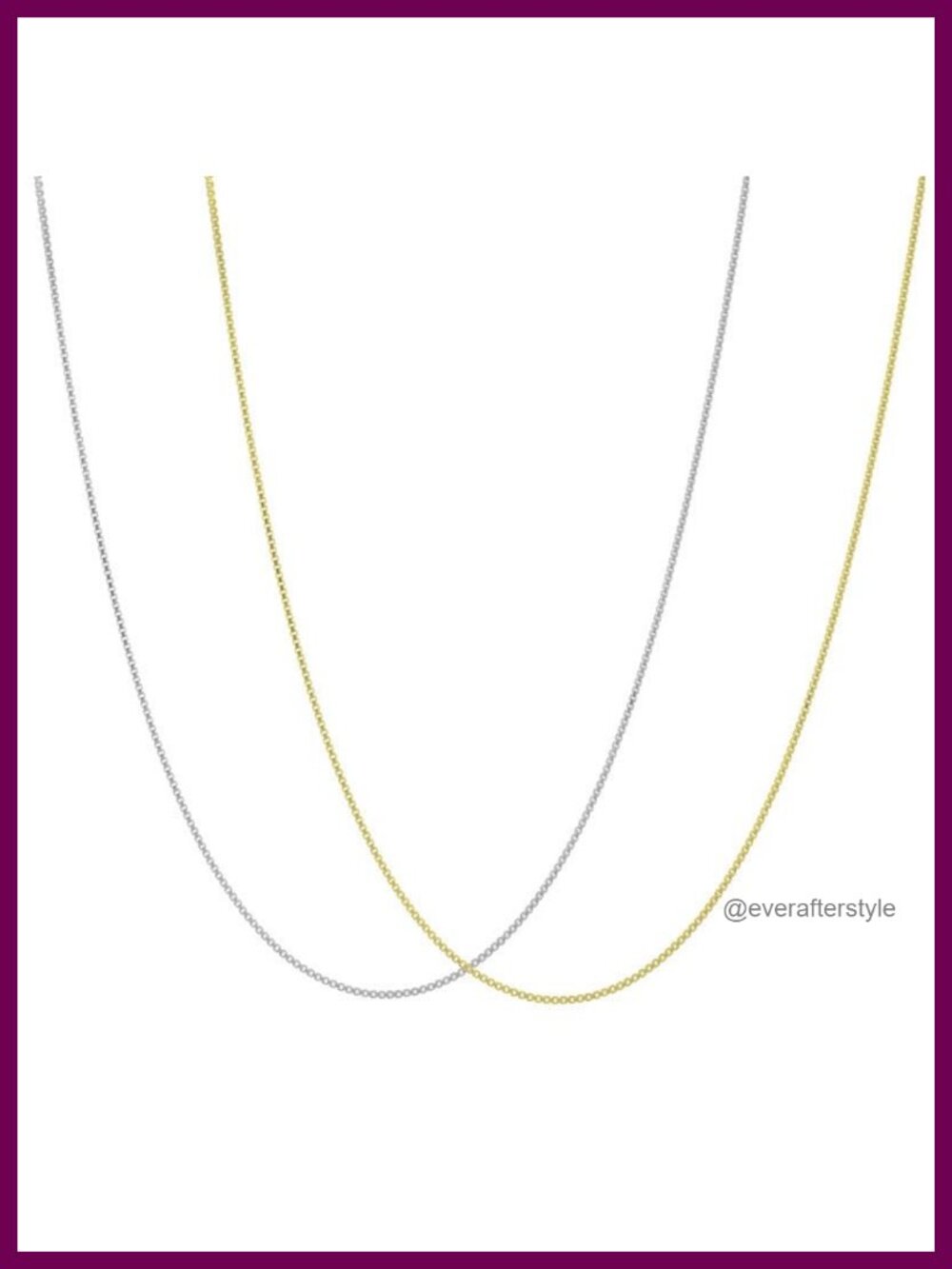24k Gold & White Gold Plated Stainless Steel Box Chain Necklace Set Thin Dainty